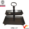 Manufacturing Company 2 Tier Antique Metal Zinc Galvanized Tray